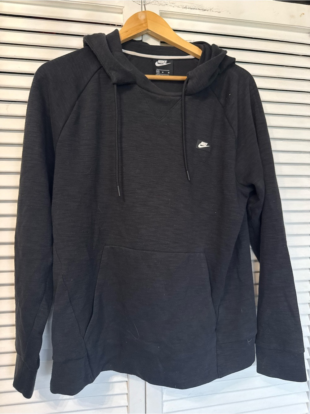 Nike Black Pullover Hooded Sweatshirt with Small White Swoosh